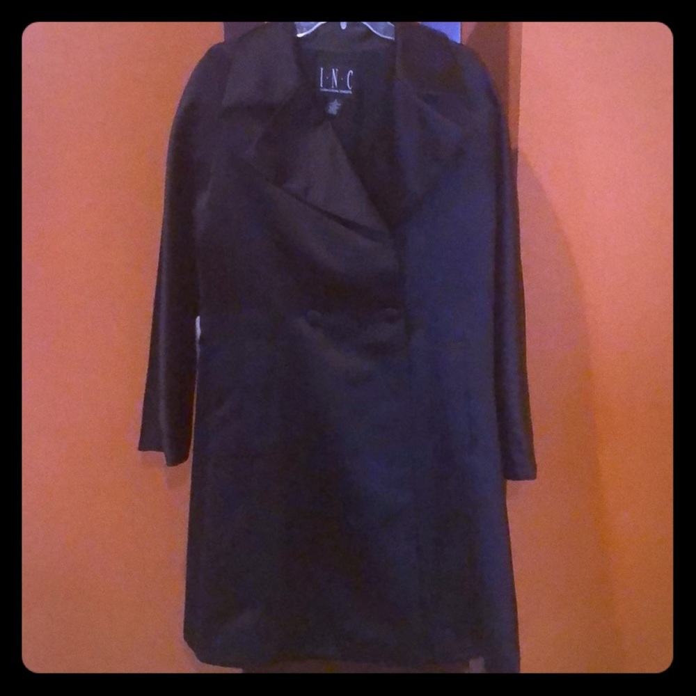 INC Black Satin Duster Jacket